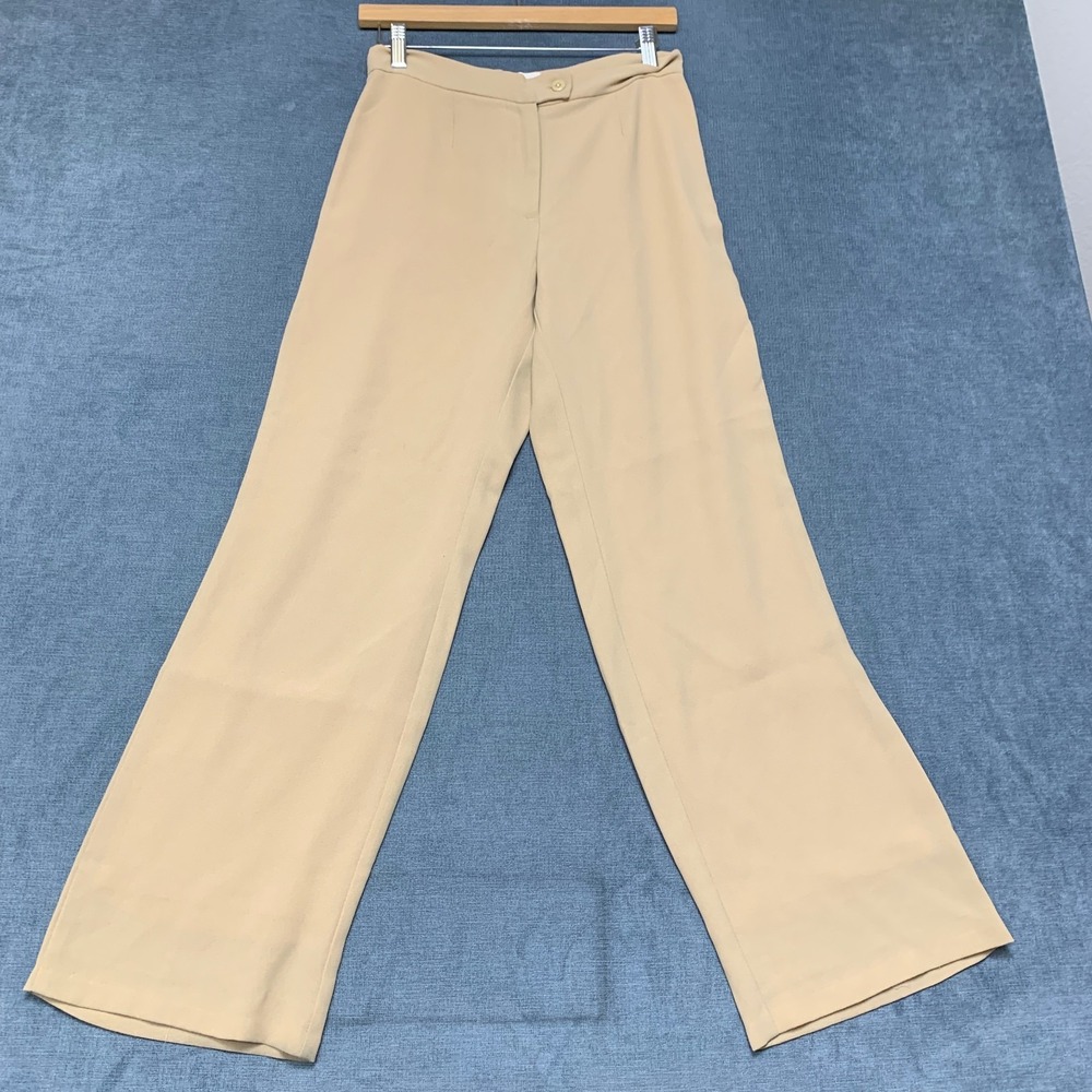 Esprit De Corp Wide Leg Pants Women 5/6 Beige Flat Front Zip Fly Formal Business